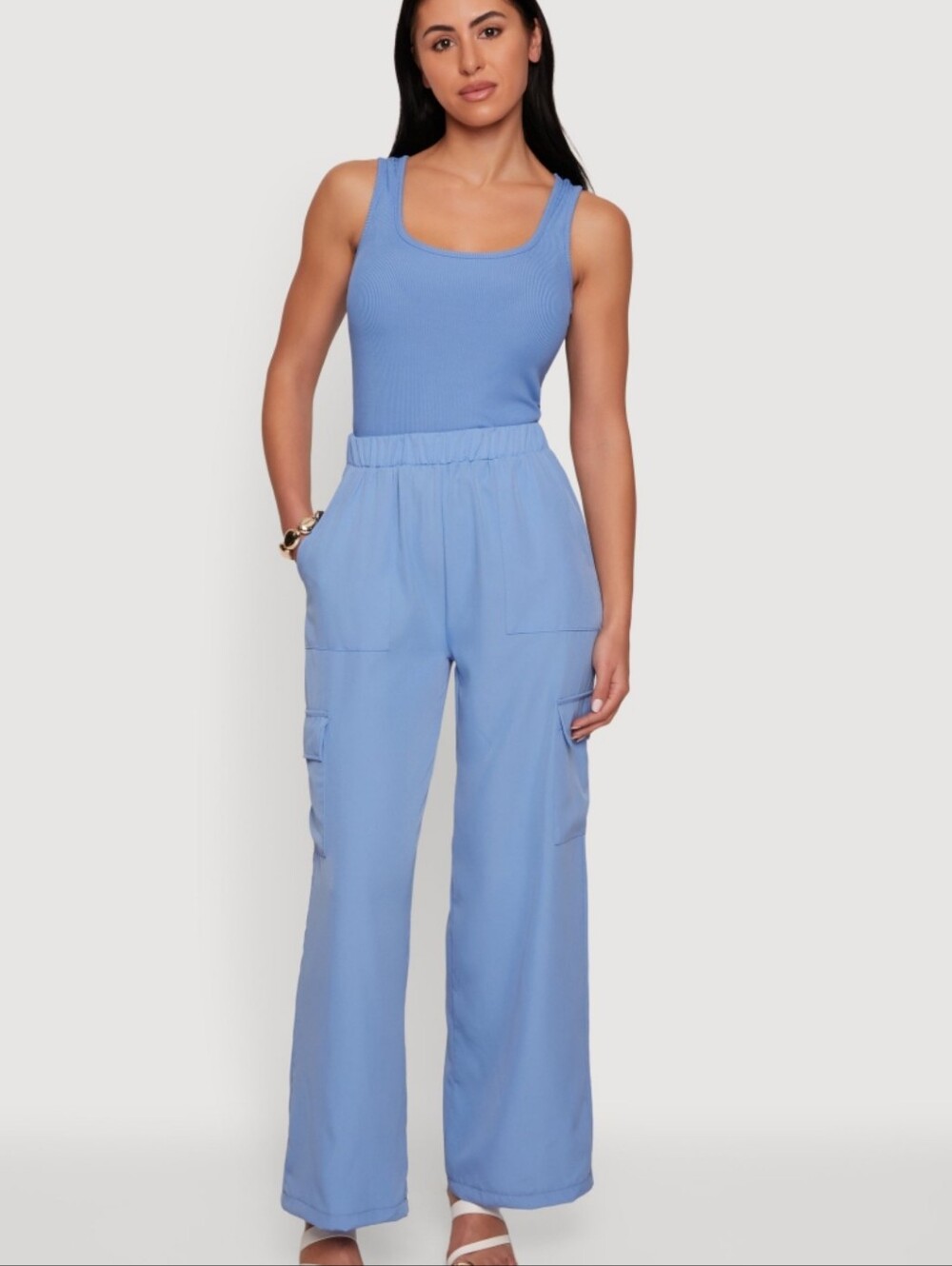 Trendy Sleeveless Tank Jumpsuit Periwinkle Blue